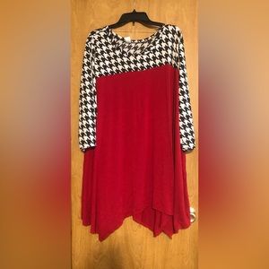 Red houndstooth tunic, curvy girls boutique, 4x